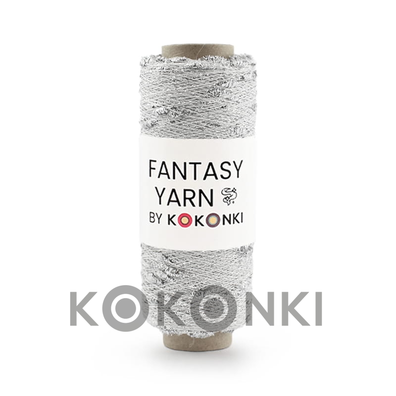Efektní niť FANTASY YARN KOKONKI stříbrná s nopky 400 metrů